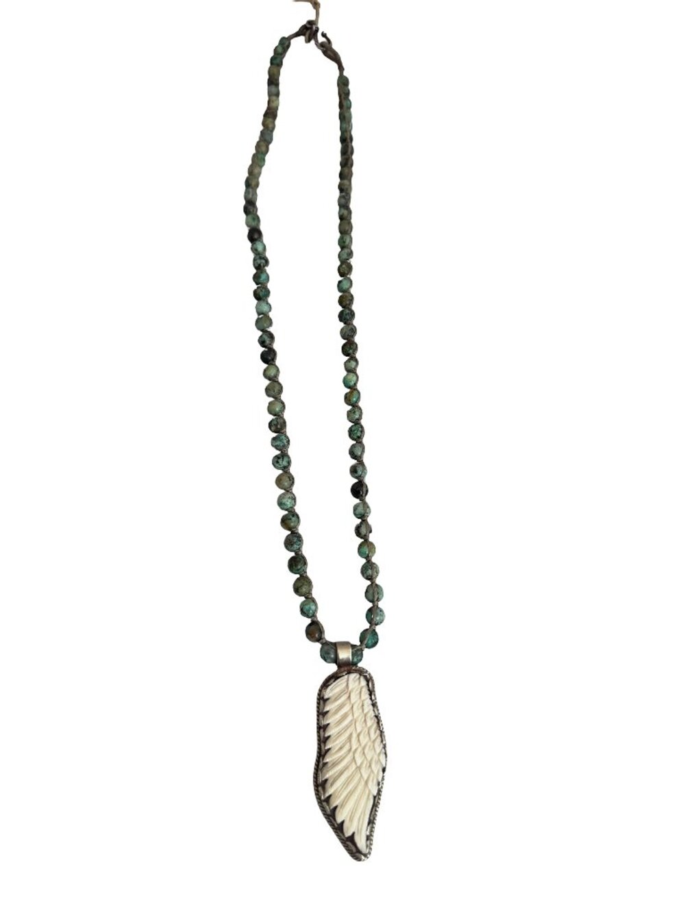 Native American Turquoise Beaded Wing Pendant Necklace Silver One Size Women's